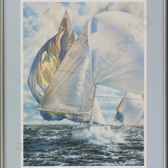 framed and signed Paul Coney '86 - ltd editio print 131/300 "Kiwi Magic" H-700 W-510