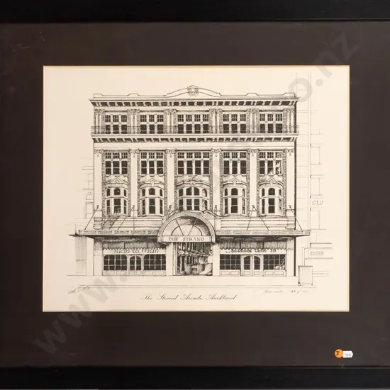 framed Peter Leitch '77 ltd edition print 22/200 "The Strand Arcade, Auckland" H-400 W-500