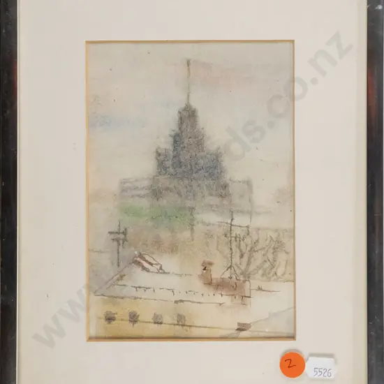 framed watercolour - buildings H-160 W-110