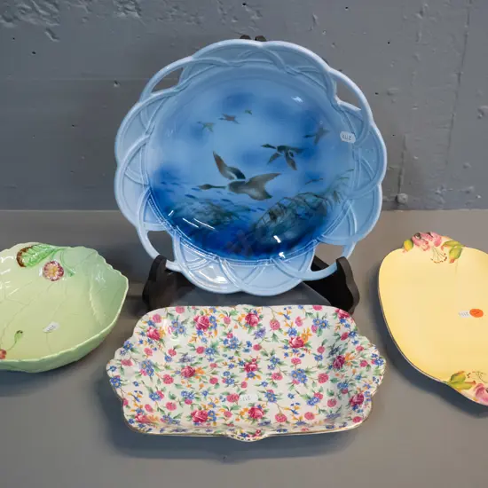 3 dishes - Falconware Misty May D260, Royal Winton Old Cottage Chintz & one other, and Carlton ware primula bowl