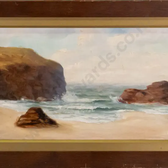 RH Wilson 1907 - framed oil - Headland, South Coast (aging) H-240 W-750