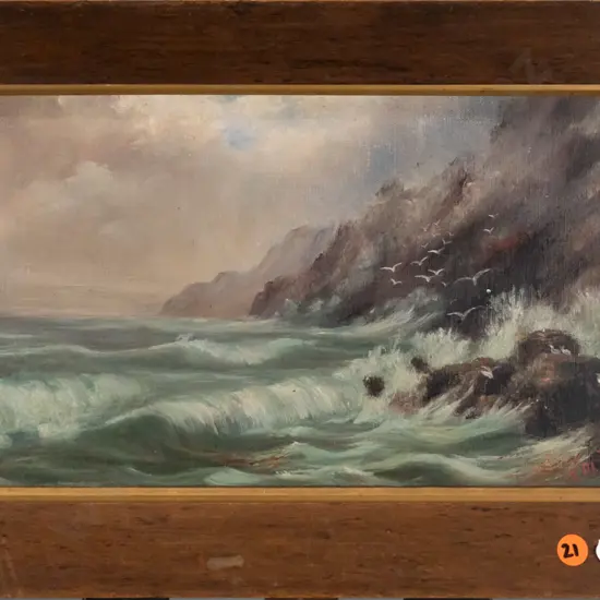 AM Fabien 1903 - framed oil - coastal scene H-190 W-330
