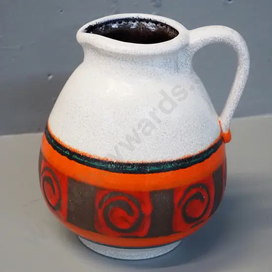 German pottery orange and cream glaze jug vase H-180 W-160