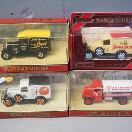 4 Matchbox Models of Yesteryear die-cast vehicles w/original boxes - 3 delivery vans and a tanker