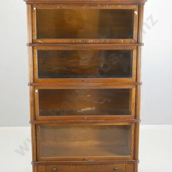 vintage oak stacking barrister bookcase with 4 glazed doors H-1680 W-950 D-350