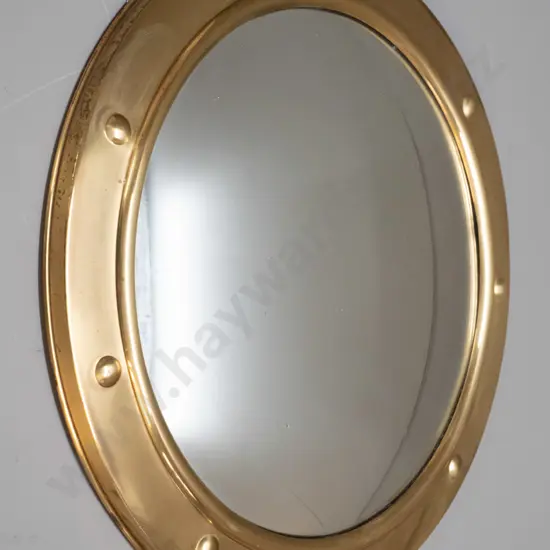 contemporary circular brass framed convex wall mirror Diam-370