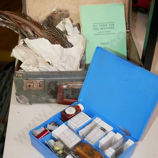 suitcase and fly tieing equipment