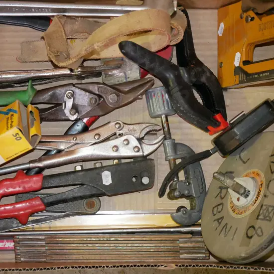 box; stapler, vice grips, pot rivetter etc