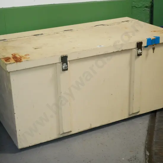 large wooden lockable storage chest - keys in office H-640 W-1320 D-690
