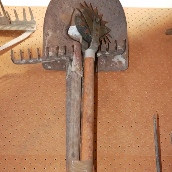 bundle of garden tools