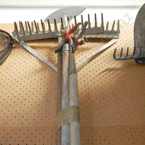 bundle of garden tools