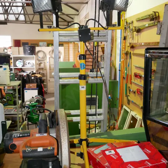 pair of halogen lights on stand