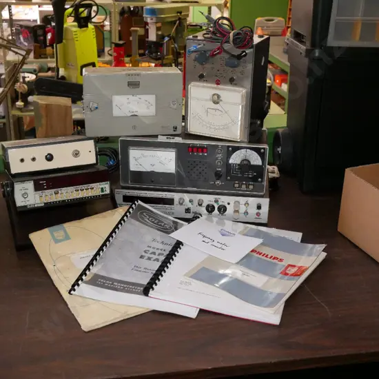 vintage frequency metre and counter, capacity etc