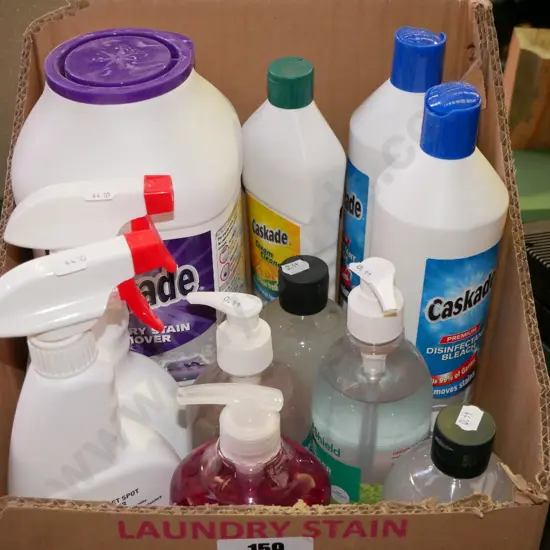 box of as-new cleaning products