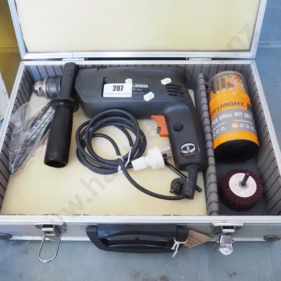 Black & Decker corded drill in equipment case