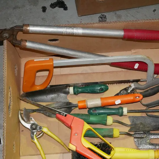 box; gardening tools