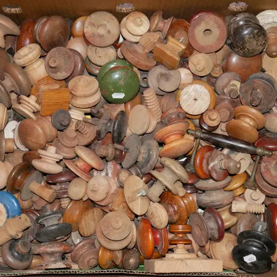 box of wooden drawer handles