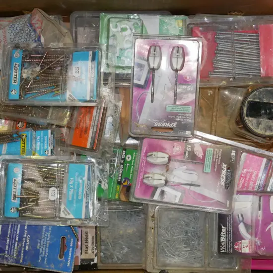 box of fasteners, screws, nails etc
