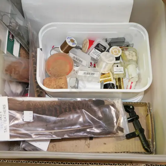 box; fishing, fly tieing equipment