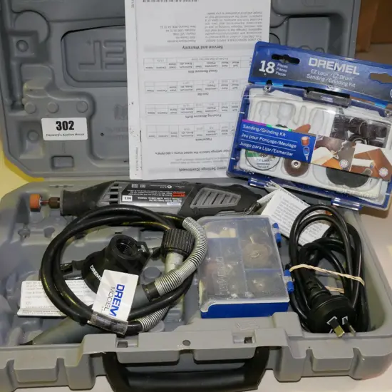 cased Dremel grinding tool and accessories