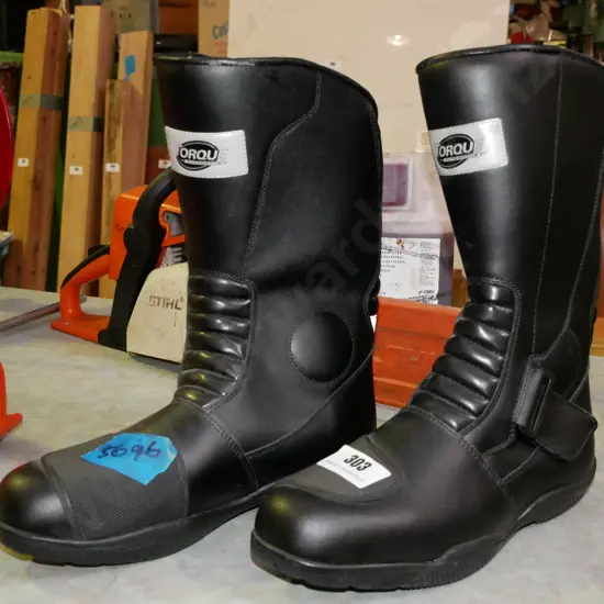 pair of men's leather motorcycle boots