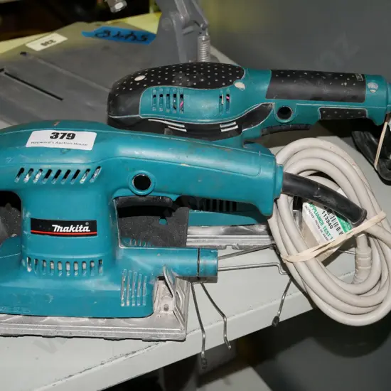 2x Makita finishing sanders - pads need attention - 1 replacement pad - wrong size