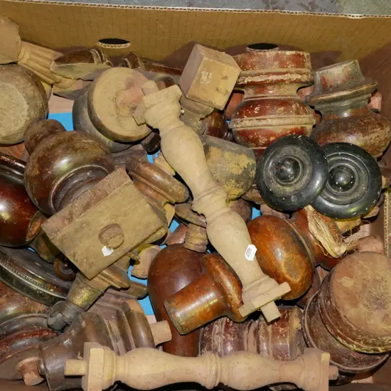 box; turned mahogany furniture feet