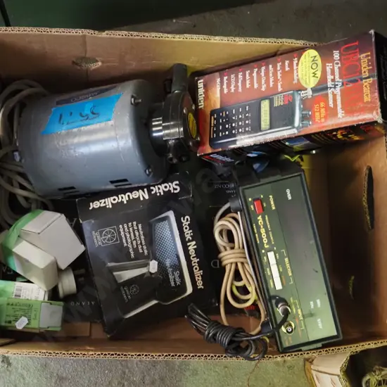 box; hand held scanner, soldering iron, inline pump etc