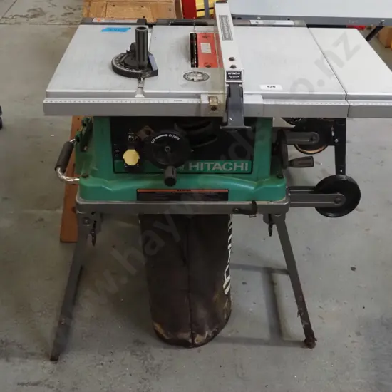 Hitachi bench saw on foldaway trolley stand