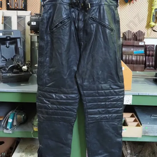 pair of mens 54" leather motorcycle pants