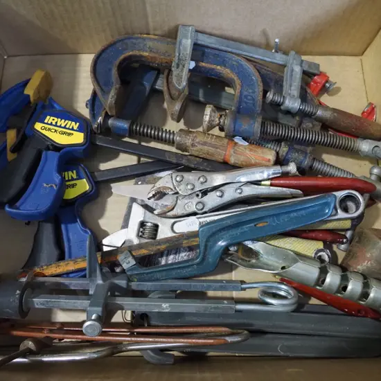 box; F clamps, G clamps etc