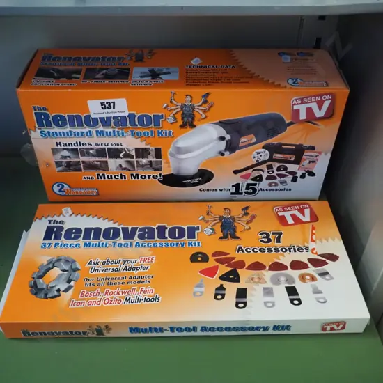 boxed Renavator multi tool, box of accessories
