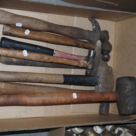 box; various hammers