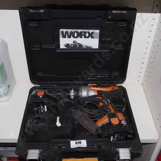 Worx 18V battery drill, 2 batteries, case, charger