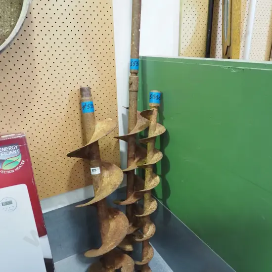 3 rusty post hole auger