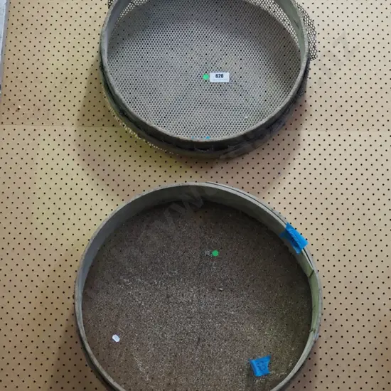 2 garden sieves - green dots