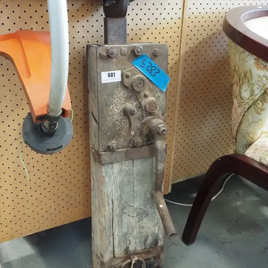 vintage metal and wood house jack