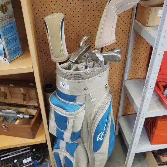 golf clubs and bags