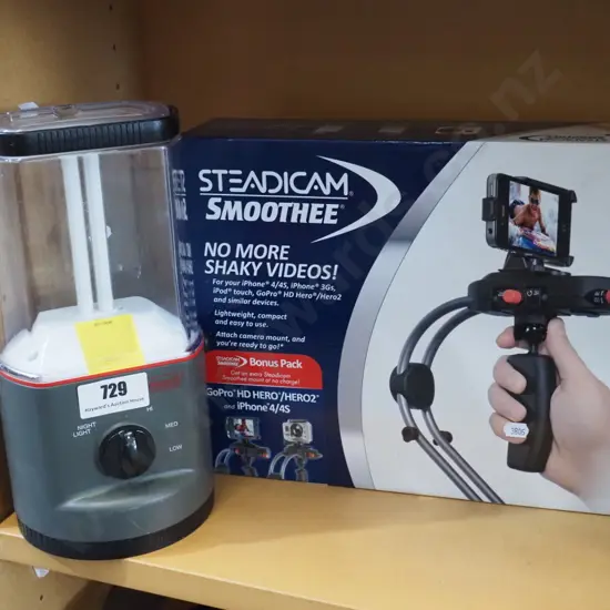 Coleman lantern, Steadi Cam recorder stabiliser