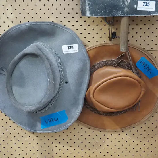 2 leather stockman hats