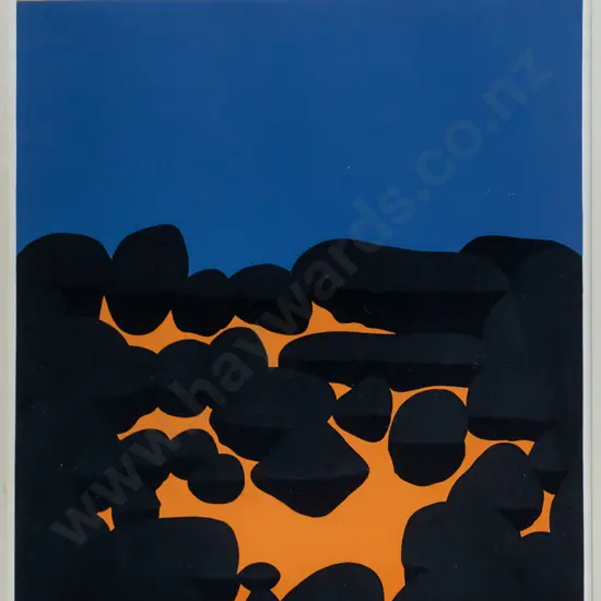 Michael Smither '71 - framed screenprint 1/40 "Rocks and Orange Rock Pool" H-525 W-410