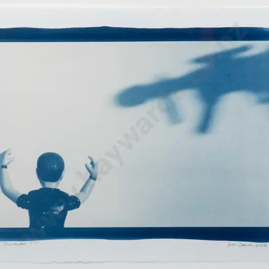 Julia Davies 2008 - framed cyanotype "Surrender I" H-350 W-510