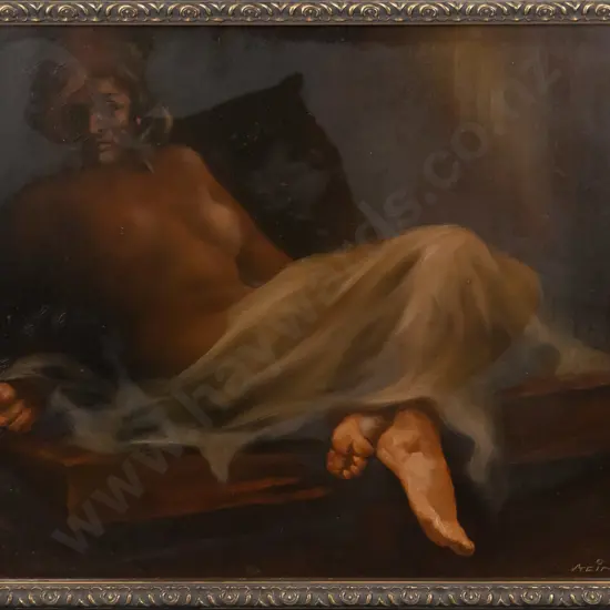 Erwin Steiner - framed oil on board - nude H-390 W-490