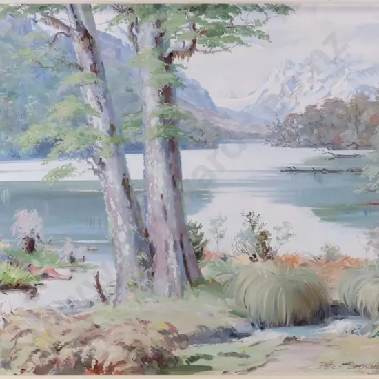 Peter Brown 1964 - framed oil "Lake Howden,Otago near Holyford"  H-490 W-590