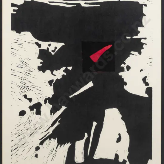 illegible signature 1990  - framed ltd edition print 1/3 "Red Kline - Number Eight" H-510 W-380 (slight foxing)