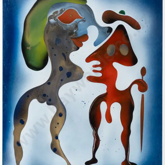 AC' 96 Kaikoura - framed mixed media - abstract male and female H-490 W-395