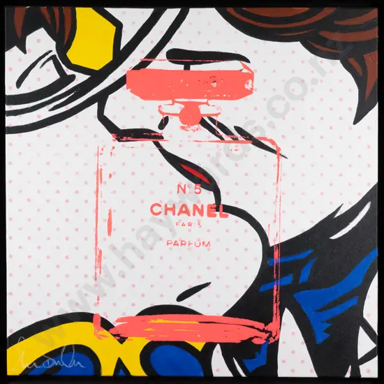 Shane Bowden - boxed acrylic on canvas "Chanel No.5" H-500 W-500