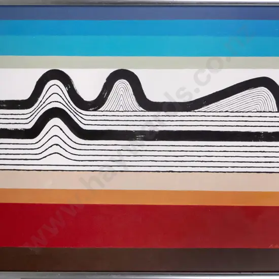 Kay Hunter 1987 - framed acrylic "Linear Study" H-595 W-730