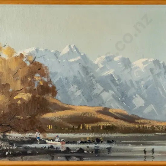 Neil Chirnside - framed oil "Early Autumn, Remarkables Town" H-345 W-445