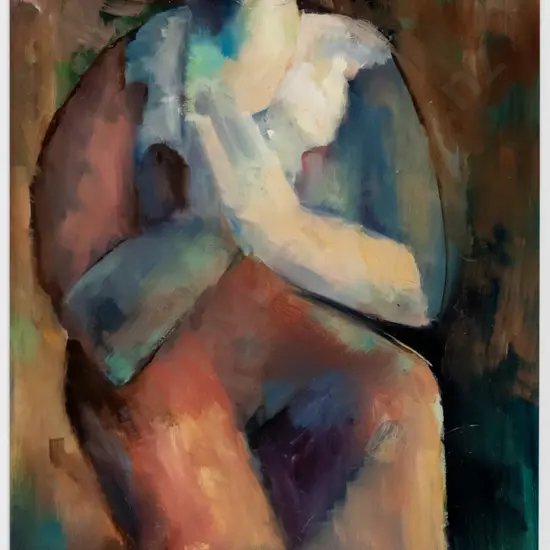 Suzy Platt 2000 - framed oil "Praying Woman" H-480 W-290 (slight foxing to mat)